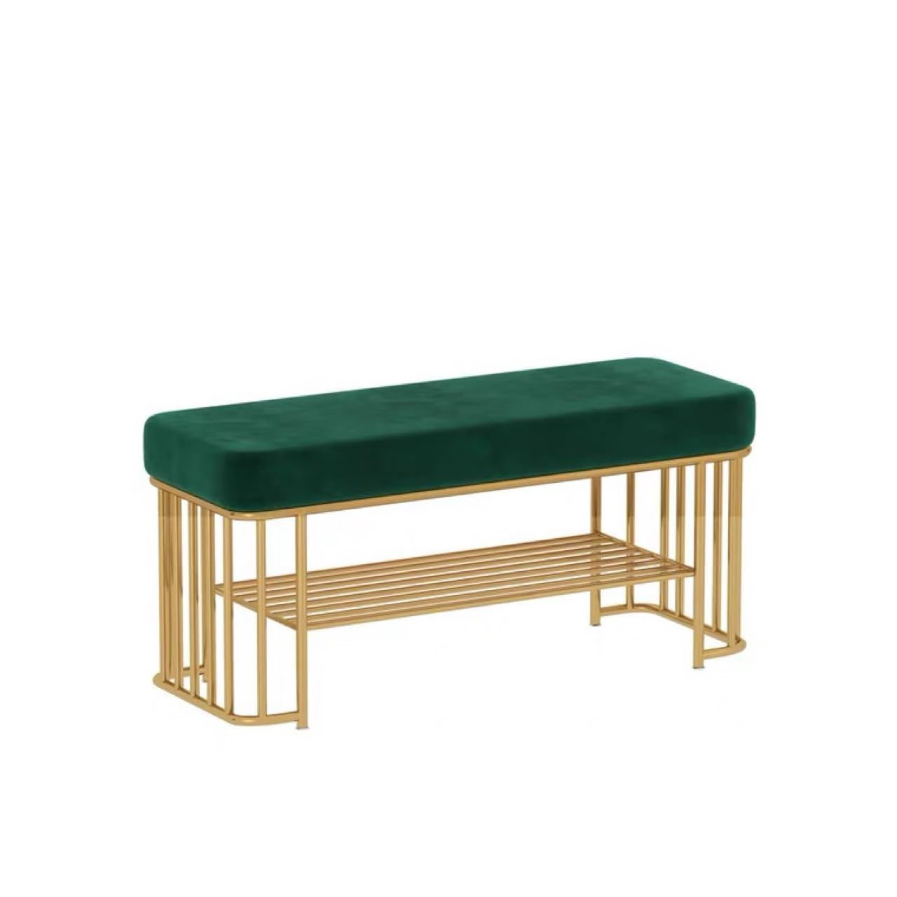 WJFTODAY Gold Entryway Bench with Storage Stylish Shoe Rack for Hallway Bedroom & Living Room Functional Seating & Storage Solution (Size: 80x35x45cm)