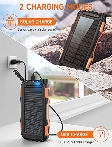 Power Bank Solar Panel 42800mAh, Portable Charger PD18W QC3.0, 3A USB C Phone Solar Charger Pack Fast Charging for Camping, Battery Charger Bank Compatible for Qi Device iPhone Samsung Huawei