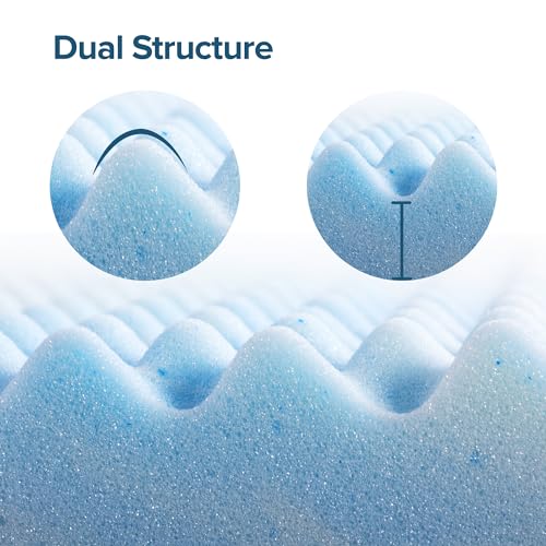Image of ZINUS 3 Inch Swirl Gel Cooling Memory Foam Mattress Topper, Smaller, More Convenient WonderBox Packaging, Cooling, Airflow Design, CertiPUR-US Certified, Full