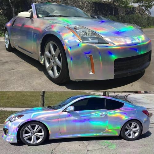 Image of CREON Rainbow Chrome Car Vinyl Wrap Gloss Air Bubble Free Adhesive Decal Sticker Film Sheet DIY (24x80 inch, Rainbow WRAP)