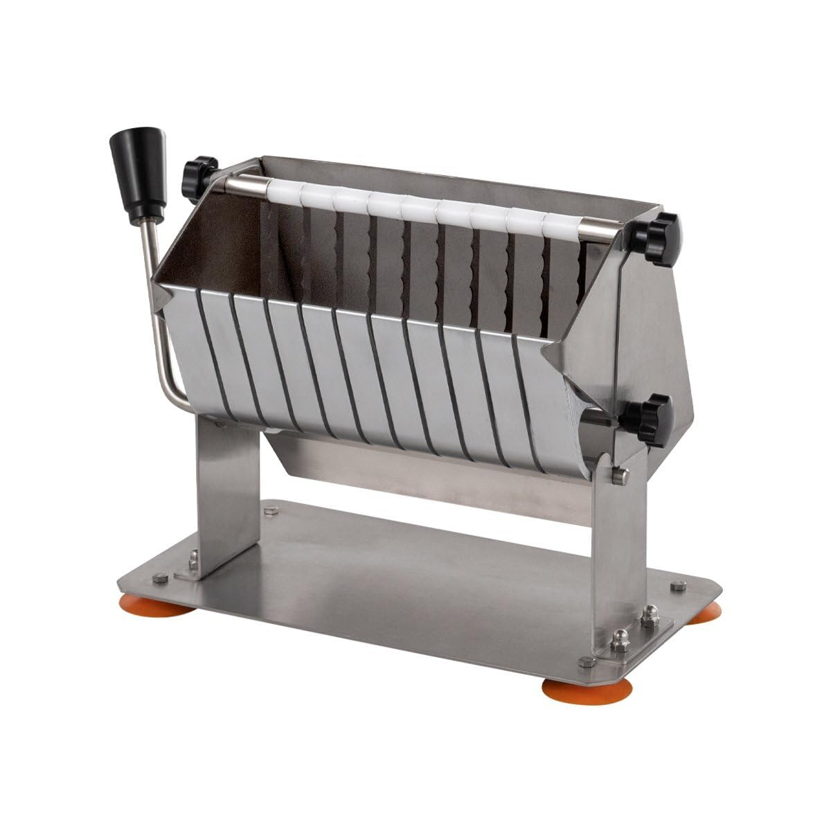 GastroHero Currywurst Schneider ECO manuell Wurstschneider Edelstahl Imbiss Schneidemaschine 10 Messer gleichmäßige Schnitte Gastro