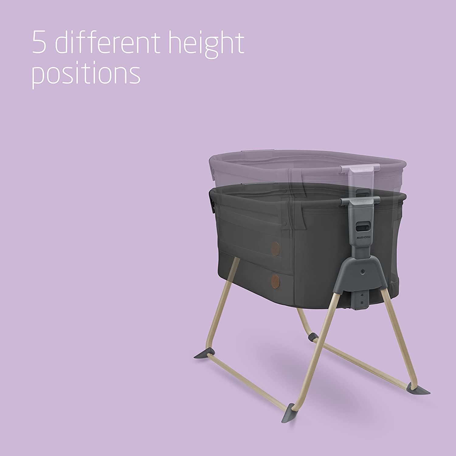 Maxi-Cosi Tori Co-Sleeper 2 en 1, Cuna de Noche, 0-6 Meses, 0-9 kg, Plegable ultracompacto, Ligero, 5 Posiciones de Altura, portátil con Malla Transpirable, Cuna de Viaje, más allá del Grafito