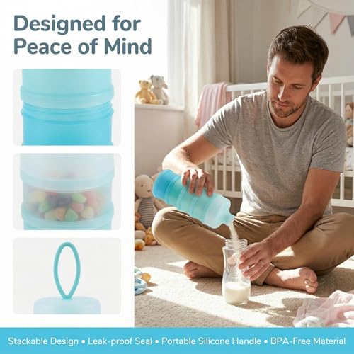 Image of 2 PCS 4 Layers Sakura Baby Milk Formula Dispenser & Container Box for Travel (Blue)