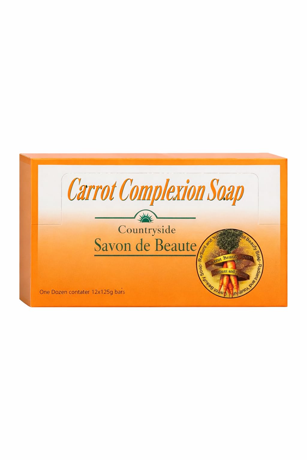 Carrot Complexion Soap Beauty Bars with Carrot Extract Skin Cleansing Bar Soap 125g Each Pack of 12