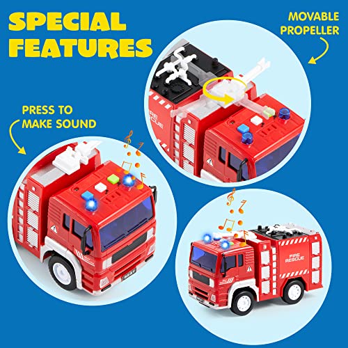 JOYIN 4 Packs Emergency Vehicle Toy Playsets, Friction Powered Vehicles with Light and Sound, Including Fire Truck, Ambulance, Play Police Car and Helicopter, Toddler Kids Boys Gifts by JOYIN - Image 6