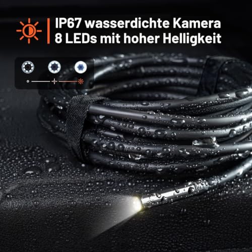 Teslong 1080P Endoskopkamera mit Licht, WiFi Endoskopkamera, IP67 Wasserdichtes Inspektionskamera...