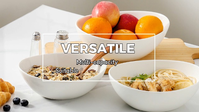 Amazon.com: Hasense Ceramic Serving Bowls Set, White Salad Bowls