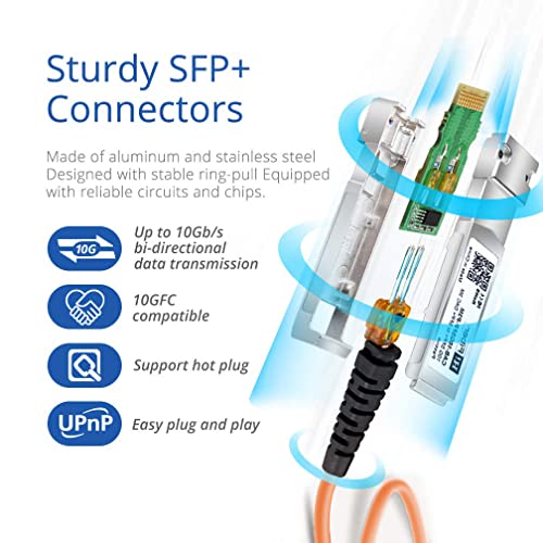 Image of H!Fiber Orange SFP+ Cable, 10G SFP+ DAC, 1.5M(5ft), Passive Direct Attach Copper Twinax Cable for Cisco SFP-H10GB-CU1.5M, Ubiquiti UniFi UC-DAC-SFP+, Meraki, Mikrotik, Intel, Fortinet, Netgear