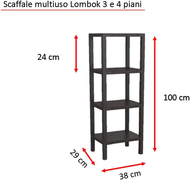 RECTANGULAR RACK LAMBOK 4 LEVELS WHITE