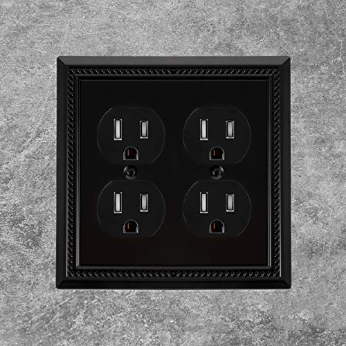 Image of Henne Bery Sunken Pearls Heavy Duty Decorative Wall Plate Switch Plate Outlet Cover (Double Duplex, Matte Black)