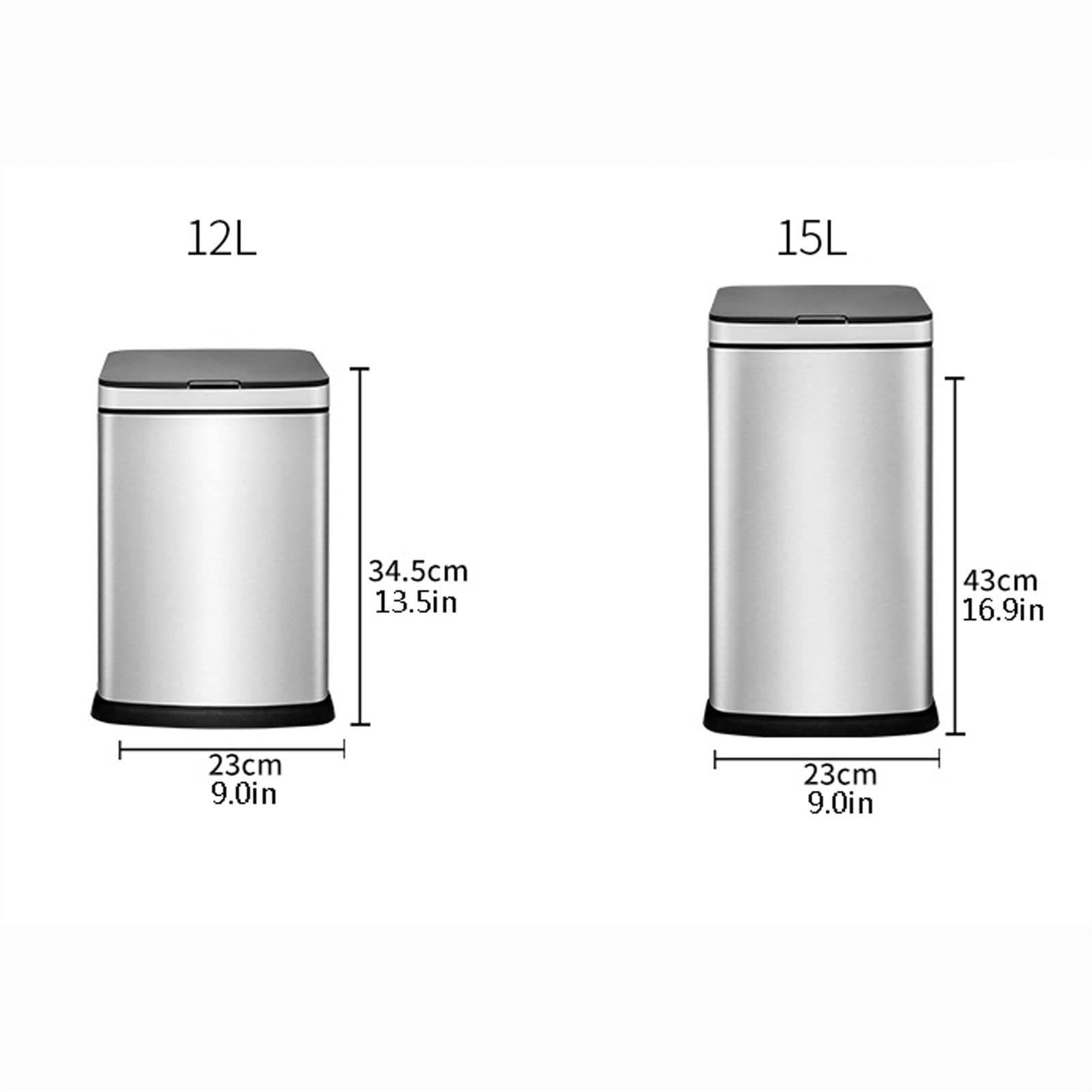 Pattumiere per cucina con coperchio, cestino elettrico grande capacità per ufficio, 12 l/15 l, bidone della spazzatura elettrica grande capacità (Gold,12L)