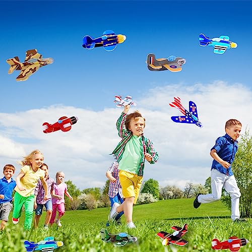 Erinnmy Glider Planes Bulk,72 Pack Foam Gliders for Kids,Lightweight Planes with 10 Designs,Individually Packed Outdoor Flying Toys,Foam Birthday Party Favor Airplane Toy for Boys Girls
