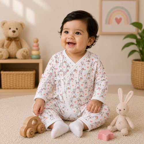 Image of The Mom Store Baby Romper Jabla Style Combo For Boys And Girls | Cotton | Soft Infant Bodysuit | Trendy Stylish Sleepwear For Newborn Baby | Printed | Unisex Comfortable Everyday Baby Wear