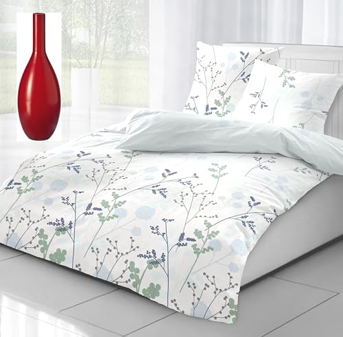 *** Dormisette Bio Biber Bettwäsche Made in Germany mit Reißverschluss Fein-Biber 135x200 80x80 (6426-50)