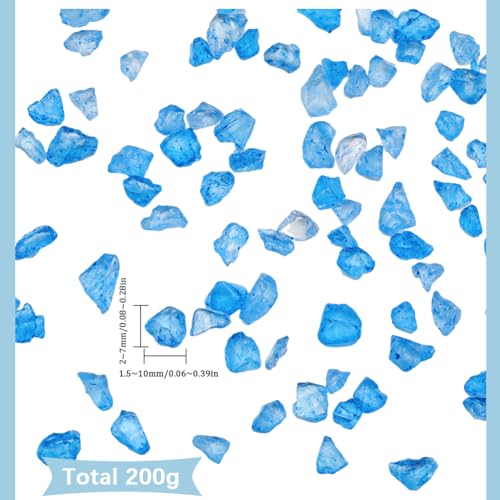 SUNNYCLUE 1 Box 200g Blue Broken Glass Chips Crushed Glass Bulk Resin Art Small Chunky Flakes Sequins Irregular Crystal Pieces for Nail Arts DIY Vase Filler jewellery Making Craft Decoration Supplies - Image 2