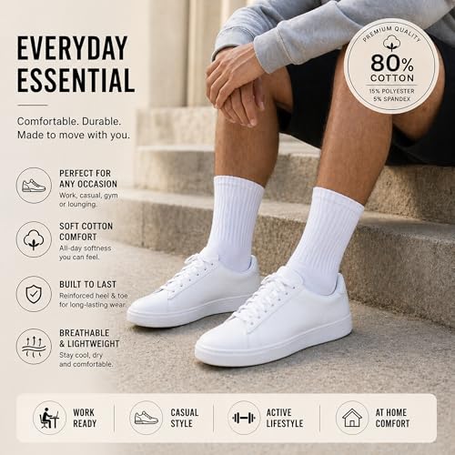 Image of Winterlace 72 Pairs Crew Socks 80% Cotton Men Women Unisex Casual Moisture Wicking Bulk Sports Athletic