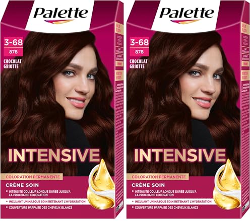 Schwarzkopf - Palette - Coloration Permanente Cheveux - Crème Soin - Couvre 100% des Cheveux Blancs - Tenue 8 semaines - Chocolat Griotte 878 (Lot de 2)