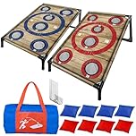 NZQXJXZ Portable Cornhole Board Set 3x2 Ft with 8 Bean Bags Corn Hole Toss Game Cornhole Game for Indoor and Outdoor Parties, Ideal for Adults, Camping Travel,Parties,Beach, Yard 14 Years Old+