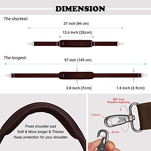 Image of ZINZ Bag Shoulder Strap, Padded Adjustable Shoulder Strap Replacement, Brown, 57 inch