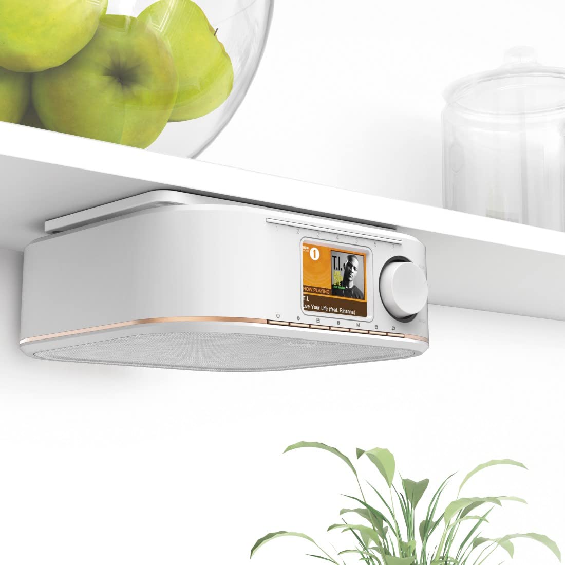 Hama Radio numérique "DR350", FM/DAB/DAB+ (pour réception FM / DAB / DAB +,radio de cuisine sous comptoir, écran couleur, fonction d'alarme, fonctionnement sur secteur) Blanc