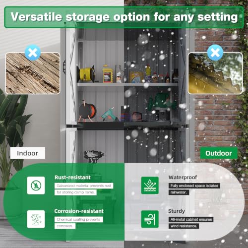 Image of AECOJOY Outdoor Storage Cabinet Waterproof, 70'' Large Vertical with Floor