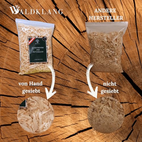 Waldklang Zirbenspäne 7 Liter - Zirbenholz aus Österreich - Füllmaterial für Kissen - Ideal für Holzdeko - Doppelt von Hand gesiebt