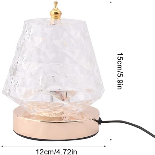 Miniatura 7 de Lámpara de cristal, lámpara de escritorio de luz nocturna de cristal, lámpara de mesa regulable recargable por USB, lámparas doradas transparentes y