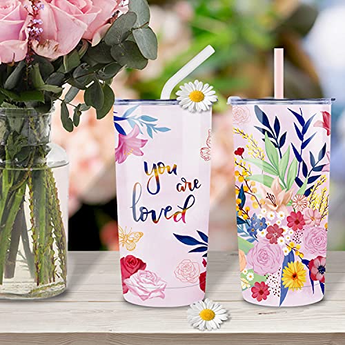 NymphFable 20oz Rosa Flor Taza Termo Cafe para Llevar Taza Termica Acero Inoxidable Taza Personalizada - Imagen 4