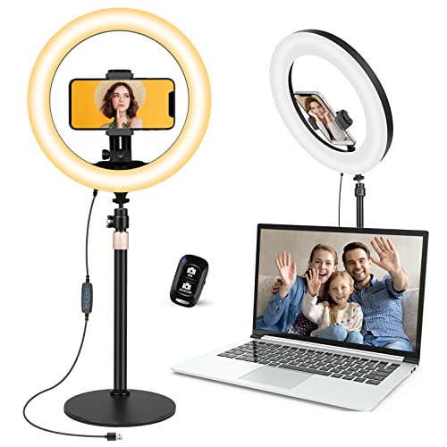 Aureday 10'' Desktop Ring Light with Stand and Phone Holder, ...