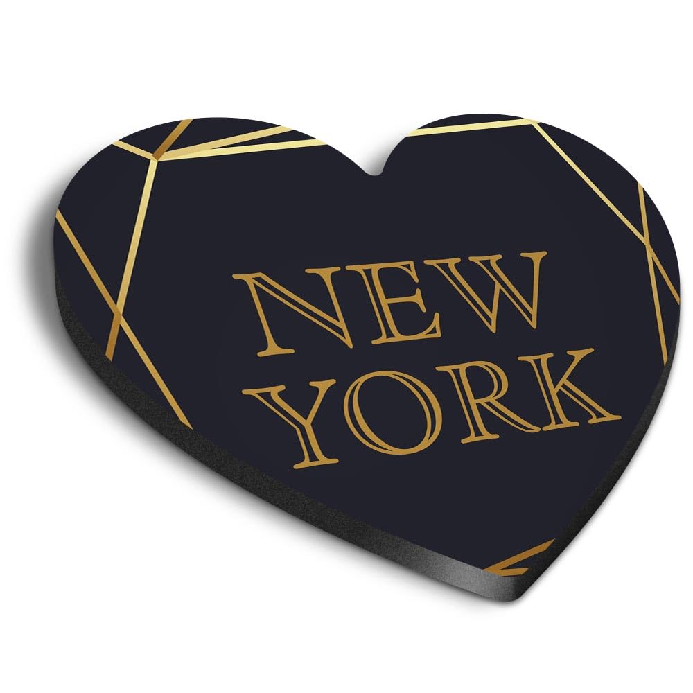 1x Heart MDF Magnet 6cm - Black New York City Art Deco Travel Girls - Fridge Locker Office Whiteboard Toolbox #59874