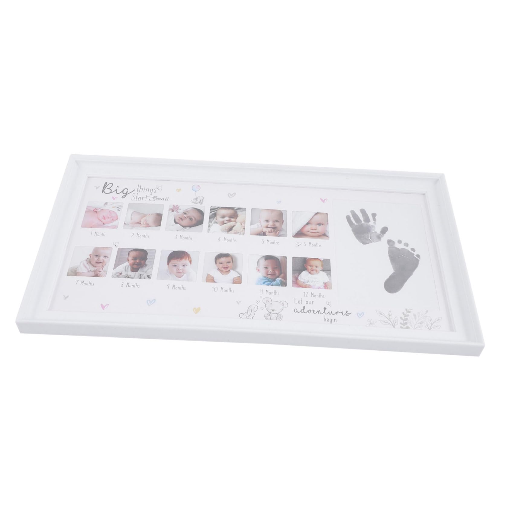 Portafoto di Crescita Cornice in Legno per 12 Mesi, Cornice per Foto Milestone Impronte, Regalo per Nascita Ragazzo Ragazza o Bambina