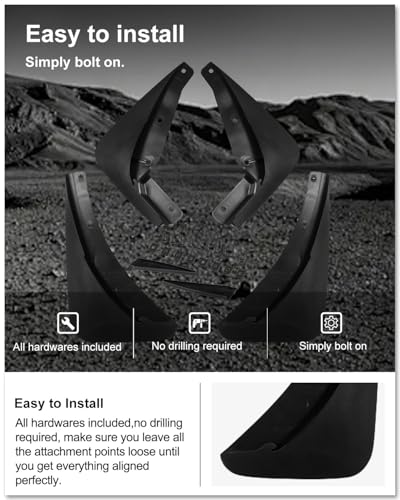 Image of KIWI MASTER Mud Flaps Splash Guards for 2015-2023 Dodge Challenger Accessories Replace OEM # 82214141 82214142 Front & Rear Fender Flaps Heavy Duty Molded