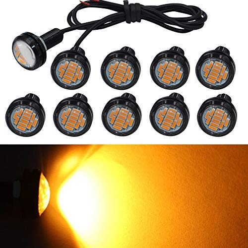 Yolu 10-Pack Eagle Eye Lights Amber 4014 12-SMD 20mm Eagle Eye Led Bulbs Daytime Running Lights Reverse Tail Brake Turn Signal Light Tail Backup Lights Clearance Marker Lights 12V
