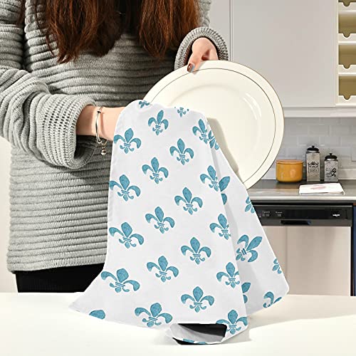 Susiyo G265522191P598C638S1306 Kitchen Dish Towels, Blue Fleur De Lis Kitchen Towels Set Of 6 Super Soft Absorbent Dish Towels Set Microfiber Polyester Kitchen Dish Cloths Decorative Tea Towels thumb #4