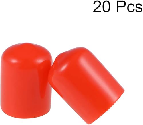 Miniatura 2 de uxcell 20 tapas de goma de 12 "(13 mm) de vinilo de identificación de extremo redondo tapa tapa de rosca protectores de rosca rojo