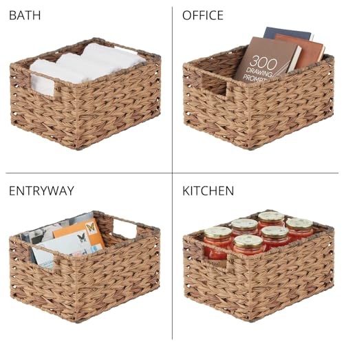 mDesign-Woven-Farmhouse-Kitchen-Pantry-Food-Storage-Organizer-Basket-Bin-Box-Container-Organization-for-Cabinets-Cupboards-Shelves-Countertops-Store-Potatoes-Onions-Fruit-6-Pack-Brown-Ombre mDesign Woven Farmhouse Kitchen Pantry Food Storage Organizer Basket Bin Box Container Organization for Cabinets Cupboards Shelves Countertops Store Potatoes Onions Fruit 6 Pack Brown Ombre