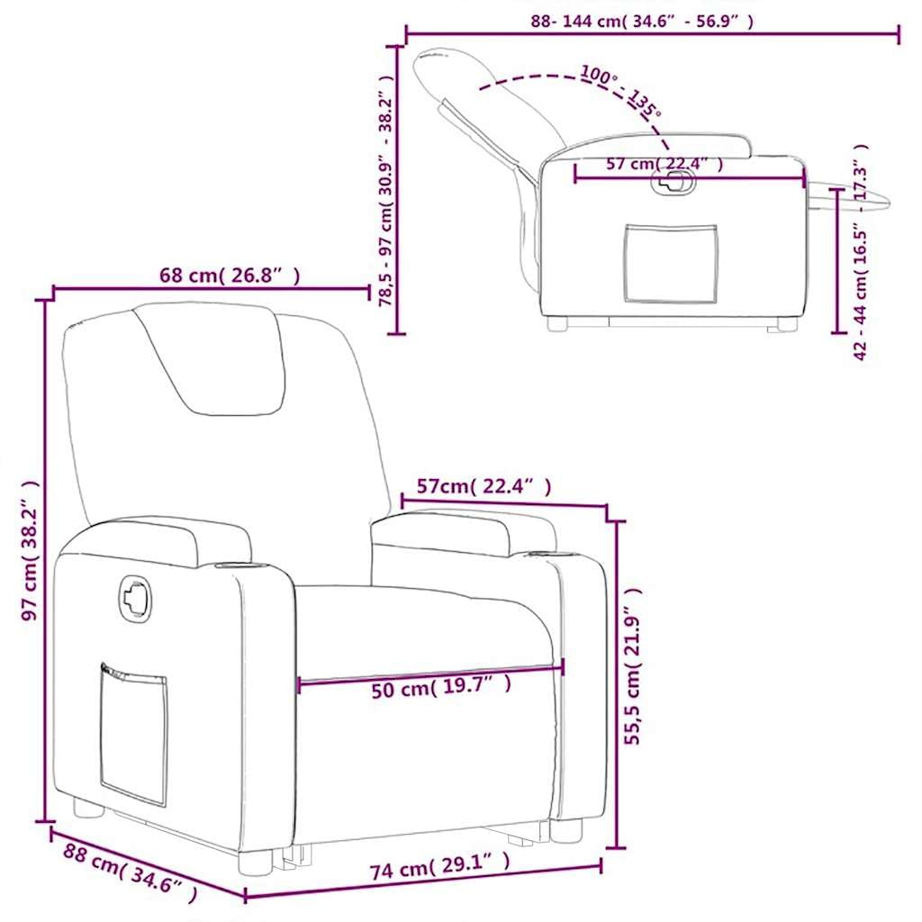 vidaXL Sillón Reclinable Elevable, Silla con Respaldo Reposabrazos, Sillón de Relax Descanso, Asiento Ajustable para Ancianos, Tela Gris Claro