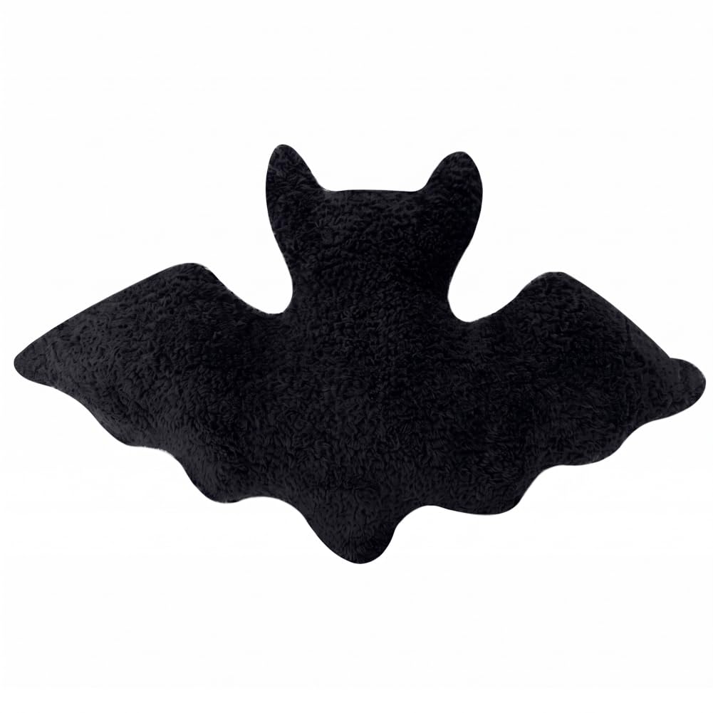 Wedhapy Bat Pillow Gothic Throw Pillows, Soft Plush Halloween Decorative Cushion, Shaped Throw Pillows, Halloween Gothic Black Bat Stuffed Pillow For Couch Sofa Bed Car, Black
