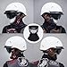VCOROS Half Helmet Motorcycle DOT Approved Open Face Helmet with Sun Visor and Quick Release Buckle for Adults Men and Women(F07A Gloss White,XL)