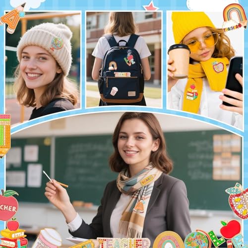 Image of 12Pcs Teacher Brooches Teacher Appreciation Gifts Pins Bulk Thank You Gift for Back to School DIY Brooch Pins for Hats Clothes Bags Backpack