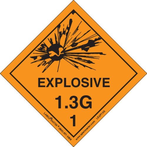 Labelmaster LEXP13G Explosive 1.3 G Label, Paper, Hazmat, 4" x 4" (Pack of 500)