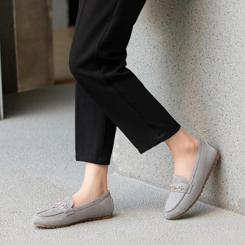 Image of Women's Wide Loafers Casual Slip on Flat Shoes Women's Comfort Penny Loafers with Arch Support Women Dressy Moccasins