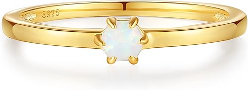 Anillo apilable de oro delicado Plata de ley chapada en oro de 18 quilates Anillo apilable minimalista para mujer, Plata de ley, oro, Zirconia