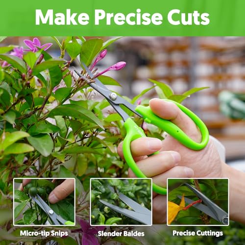 Image of Garden Scissors, 2PCS 6in Pruning Shears Snips Non-stick Coated Sharp Steel Blades - Gardening Tools Garden Shears for Plants Herb Flowers in Grow Tent and Hydroponics