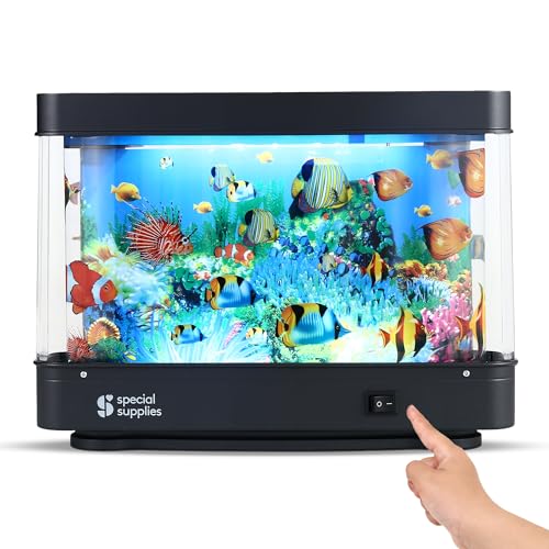 Special Supplies Vintage Aquarium Sensory Fish Lamp Moving Picture LED Light for Kids Artificial Fish Tank Effect Calming Night Light Relaxing Mood Lamp Bedroom Nursery Decor