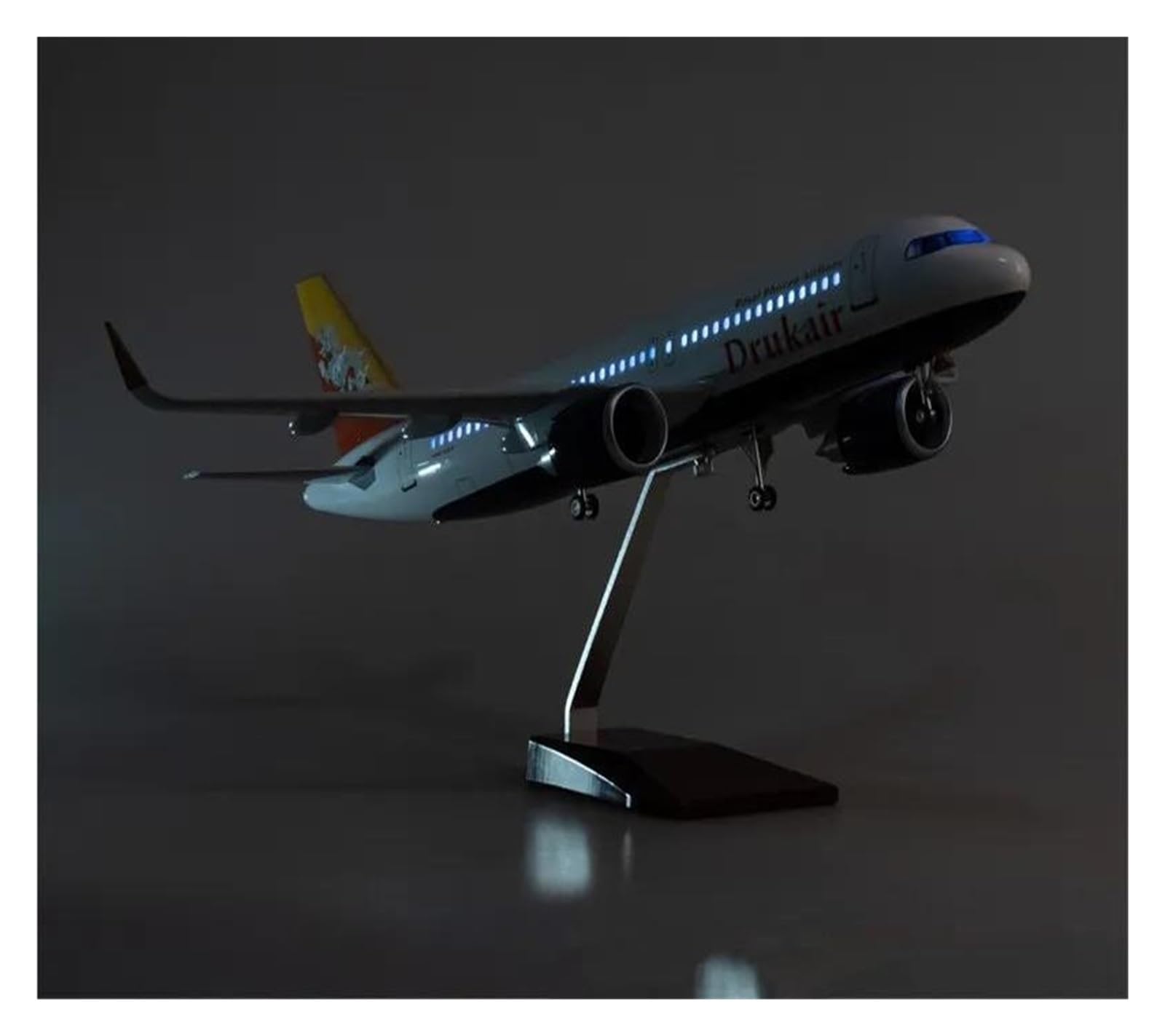 Avión clásico Vintage Escala 1:80 Modelo Fundido a presión Airways A320 avión de Resina con luz y Ruedas Juguete de exhibición (con luz)