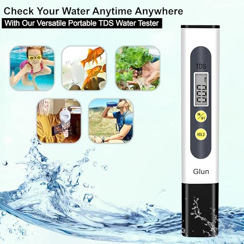 Image of GLUN Digital Display TDS Meter with Liquid Testing PH Paper Strips Combo, 1-14 Indicator Litmus Paper Tester Strips, 80 Pieces, Pre-Calibrated Water Testing TDS Meter
