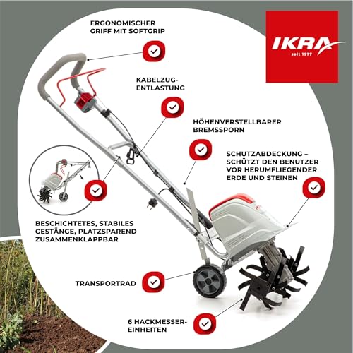 IKRA Elektro Bodenhacke FEM 1500, flexibel 3 Arbeitsbreiten 17, 30 & 45cm – Ansicht 6