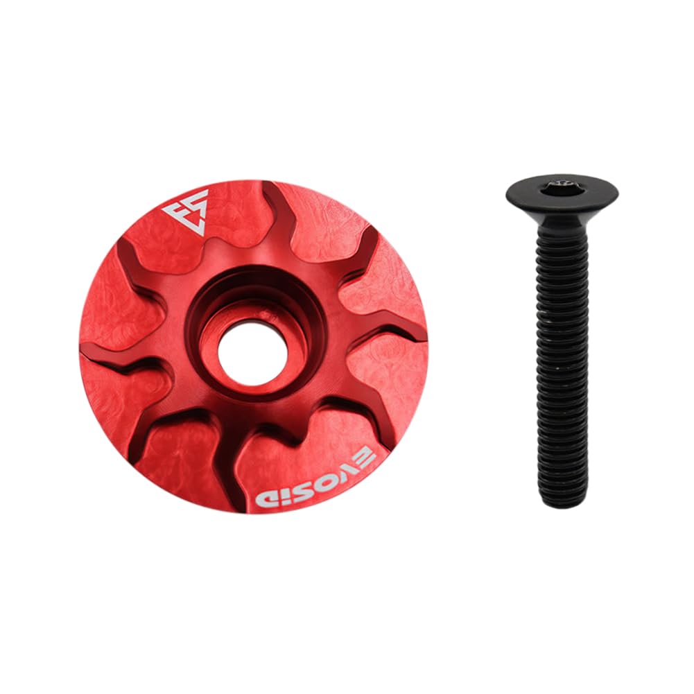 CRGANGZY Headset with Screw MTB Road Bike Stem Headset Top Cover (Red)