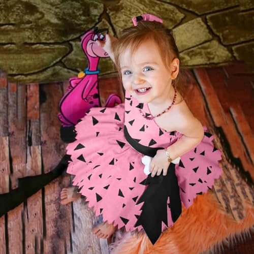 Toddler 3 Piece Caveman Cute Dress Outfits Girls Halloween Dog Pumpkin Historical Cavegirl Mesh Tulle Dresses Set3